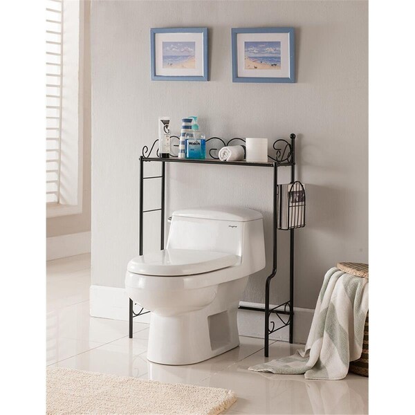 D2D Technologies 36 x 26 x 12 in. Etagere-Bathroom Rack, Black & Marble top D22589195 - main